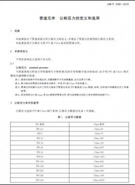 管道元件 公稱(chēng)壓力的定義和選用國(guó)標(biāo)/T 1048-2019