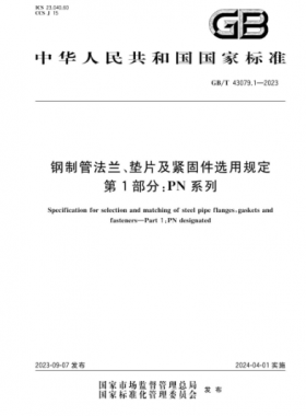 鋼制管法蘭、墊片及緊固件選用規(guī)定 第1部分：PN系列國(guó)標(biāo)/T 43079.1-2023